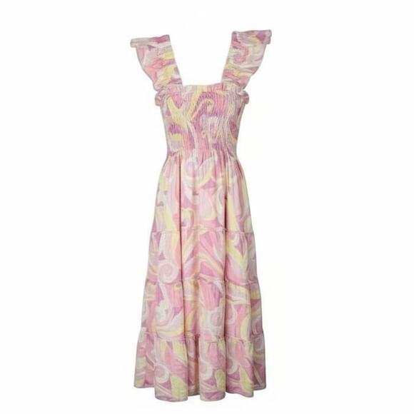 Hill House Ellie Nap Dress XXS Candy Kaleidoscope Tiered Midi Limited Edition - Picture 1 of 8